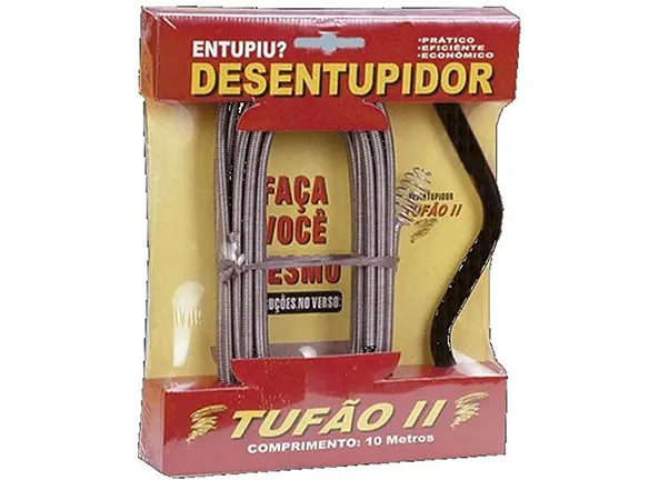 Desentupidor de Canos Tufão Profissional com Mola Rotativa 10m Pias, Vaso Sanitário e Calhas